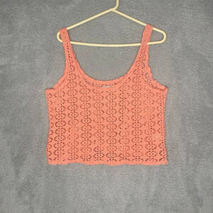 Free people beach womens crotchet crop tank peach beach coastal summer Large